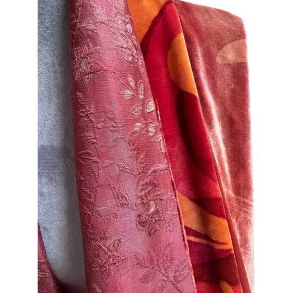 Boho Luxe Artisan Velvet Open Red Orange Kimono Jacket, L/XL - Picture 5 of 5